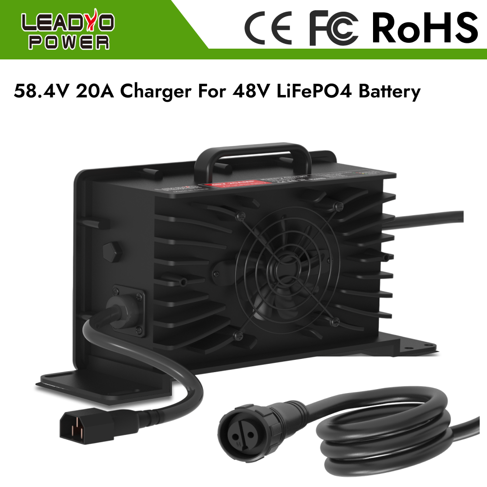 1500W IP67 Waterproof 58.4V 20A Charger For 16S 48V LFP Battery
